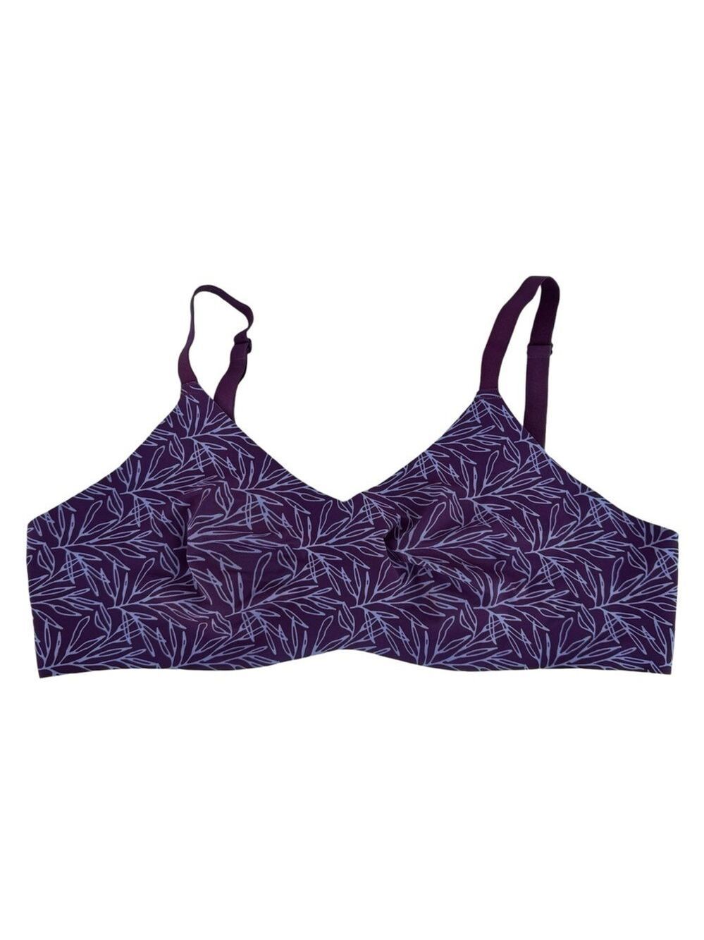 Knix Evolution Wireless V-Neck Bra Sz 3 Purple Pink Floral Seamless No Pads EUC